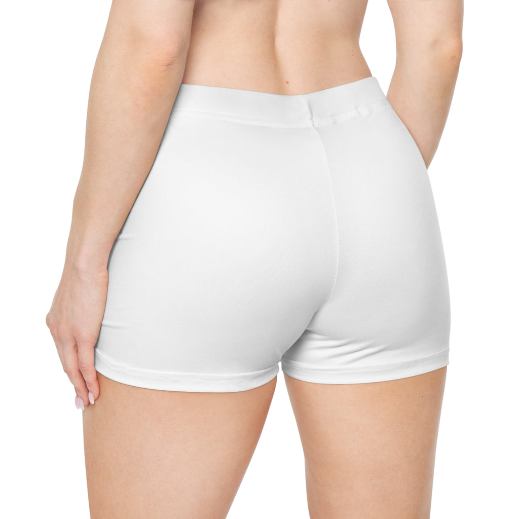 White Women's Athletic Shorts with Minimalist Arrow Logo