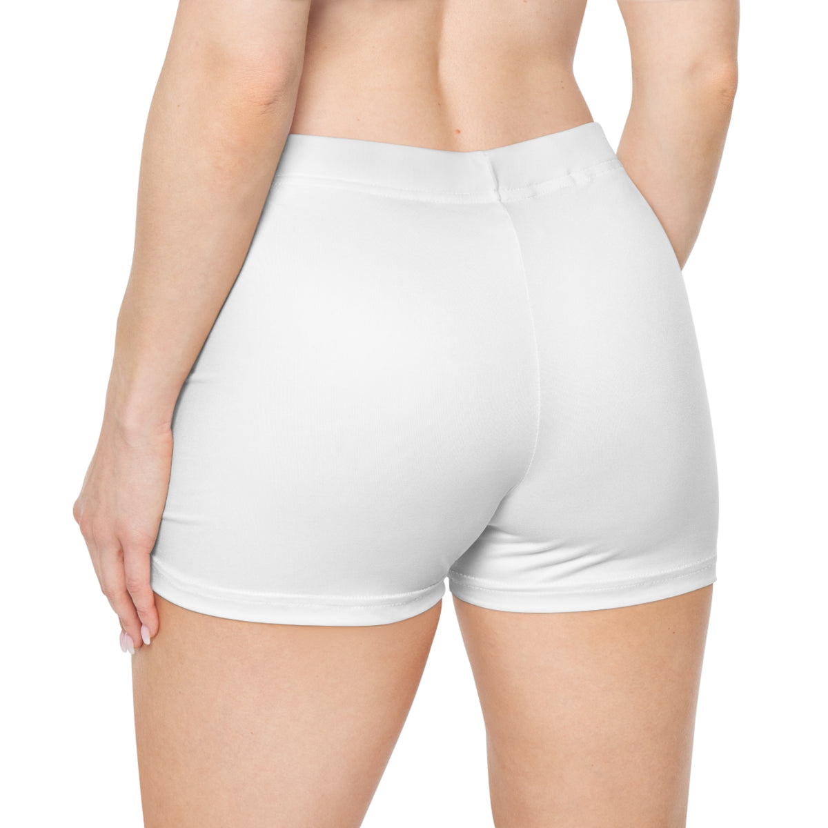 White Women's Athletic Shorts with Minimalist Arrow Logo