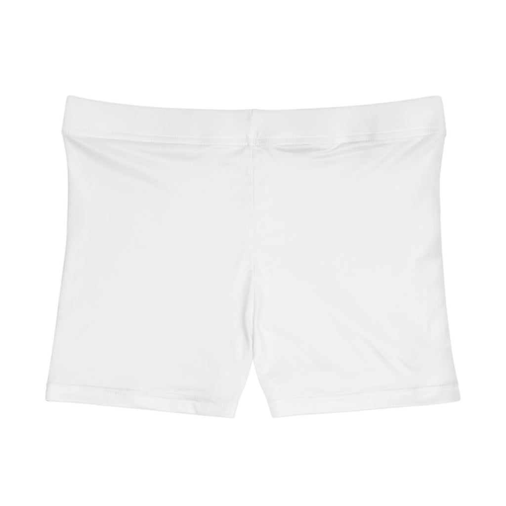 White Women's Athletic Shorts with Minimalist Arrow Logo