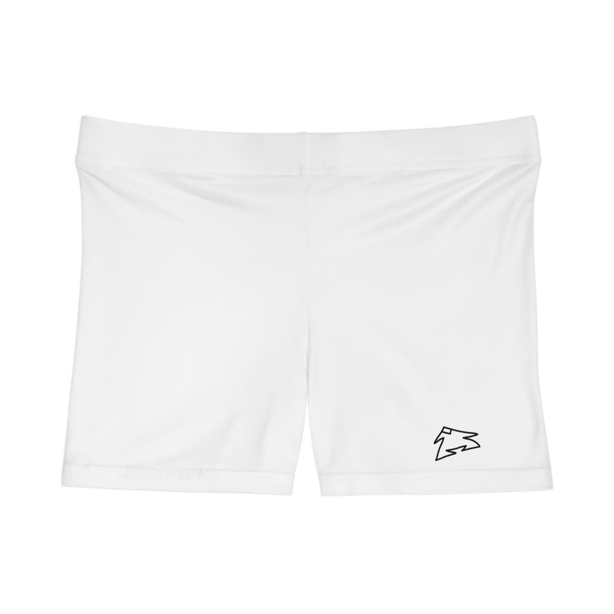 White Women's Athletic Shorts with Minimalist Arrow Logo
